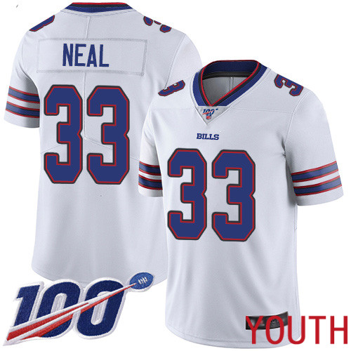 Youth Buffalo Bills #33 Siran Neal White Vapor Untouchable Limited Player 100th Season NFL Jersey->youth nfl jersey->Youth Jersey